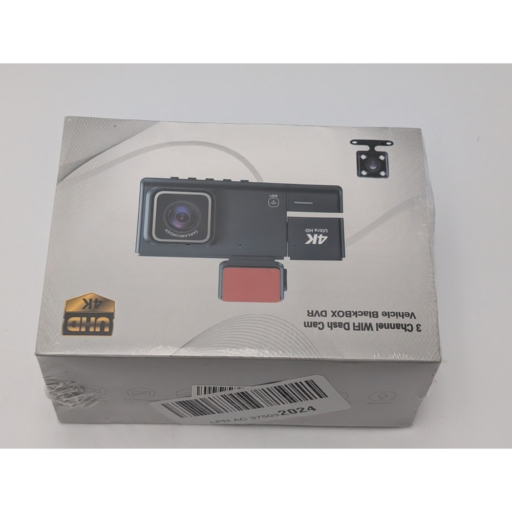 3 Channel WiFi Dash Cam, 4K Ultra HD Front and 1K Rear‎ Cam With 32GB Card New